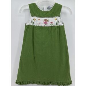 Orient Expressed Green Corduroy‎ Smoked Green Dress Girls Size 6